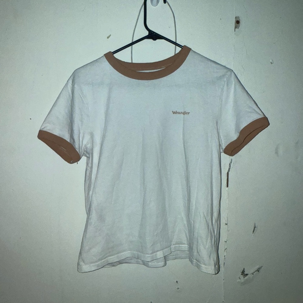 Wrangler White and Brown Crop Top Retro Style